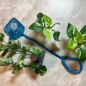 Small fish net and 3 piece fabric fish bowl plants